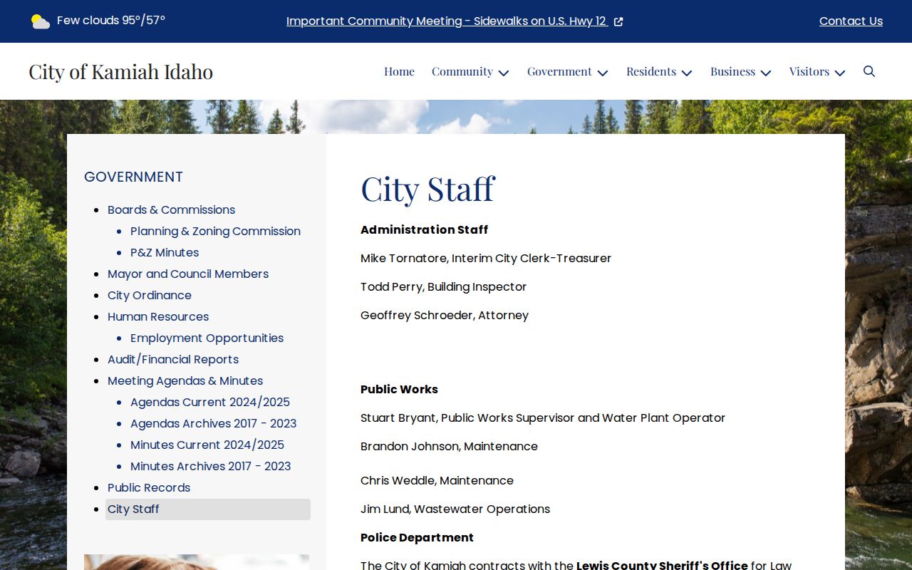 Kamiah criminal history city staff and sheriff contract source