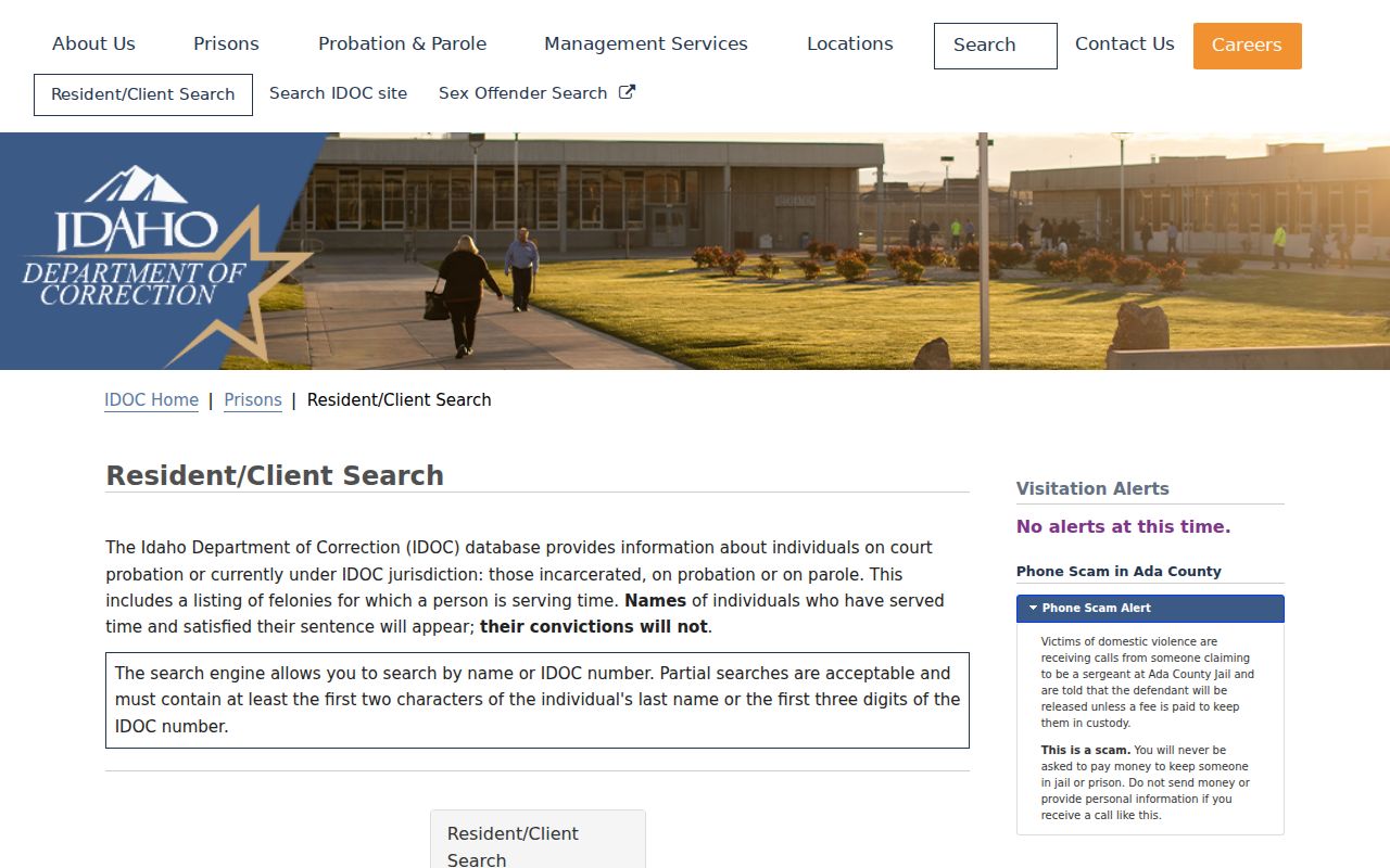 Lewis County arrest search in IDOC resident and client system