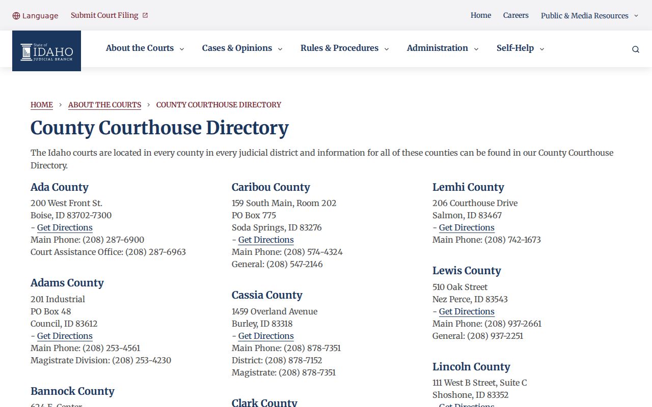 Lewis County court case courthouse directory