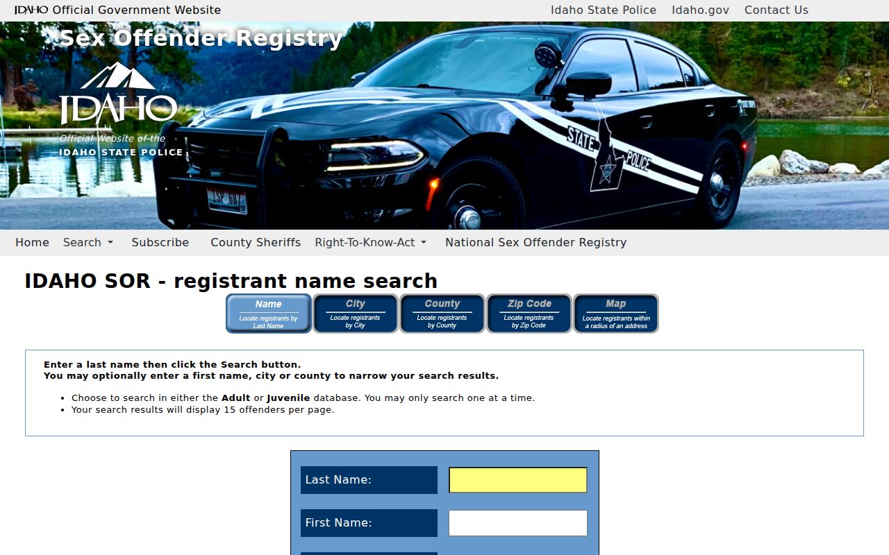 Lewis County sex offender name lookup fields